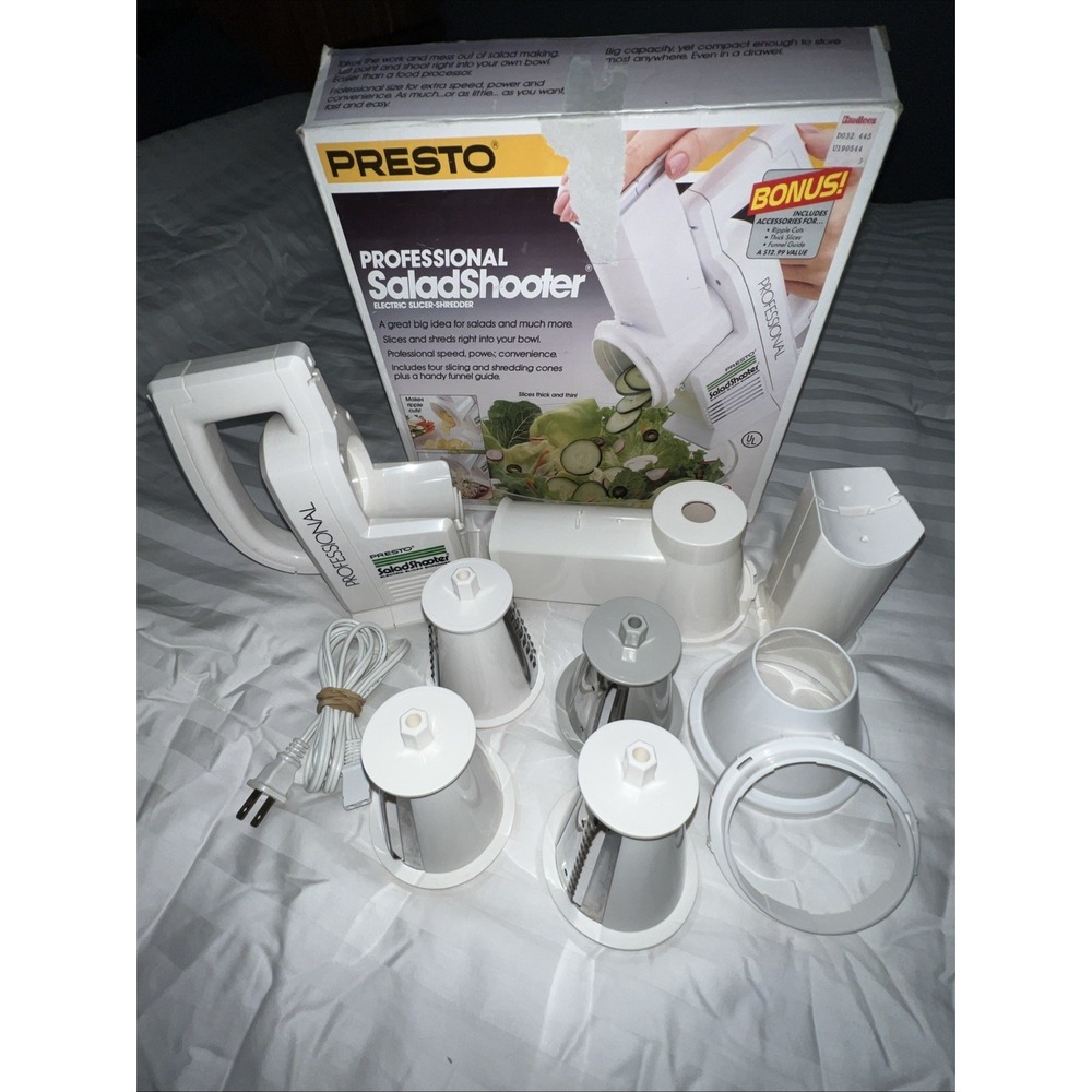 Vintage 1990 Presto 02970 Professional Salad Shooter Electric Slicer/Shredder